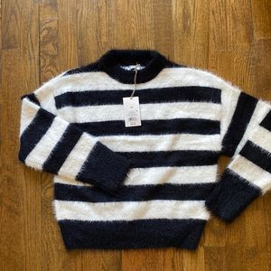 Womens A New Day black white striped fuzzy sweater-XS